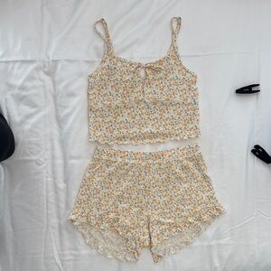 Gilly Hicks Cream and Yellow Floral Pajama Set